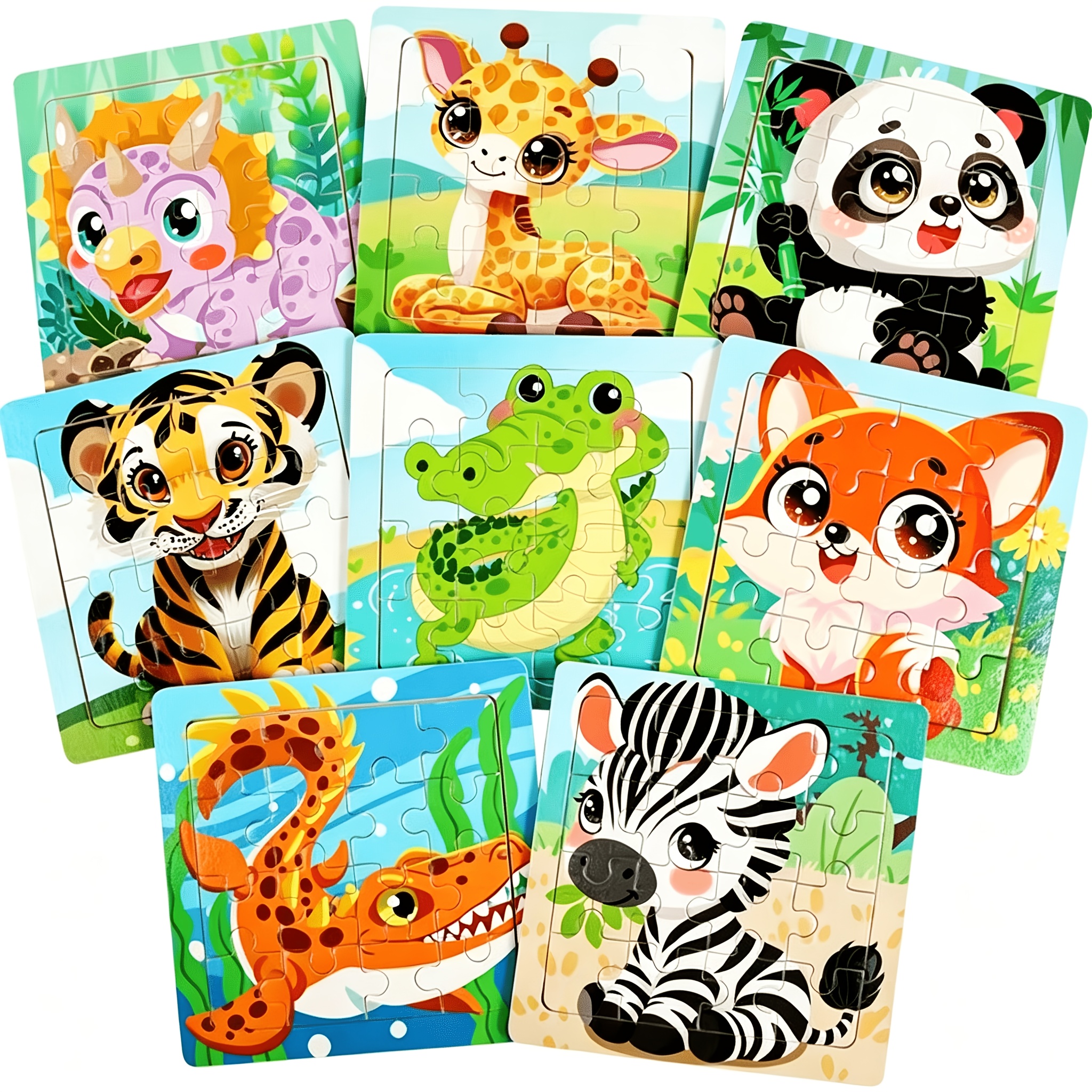 4-Pack Wooden Jigsaw Puzzles Animal Vehicle Theme